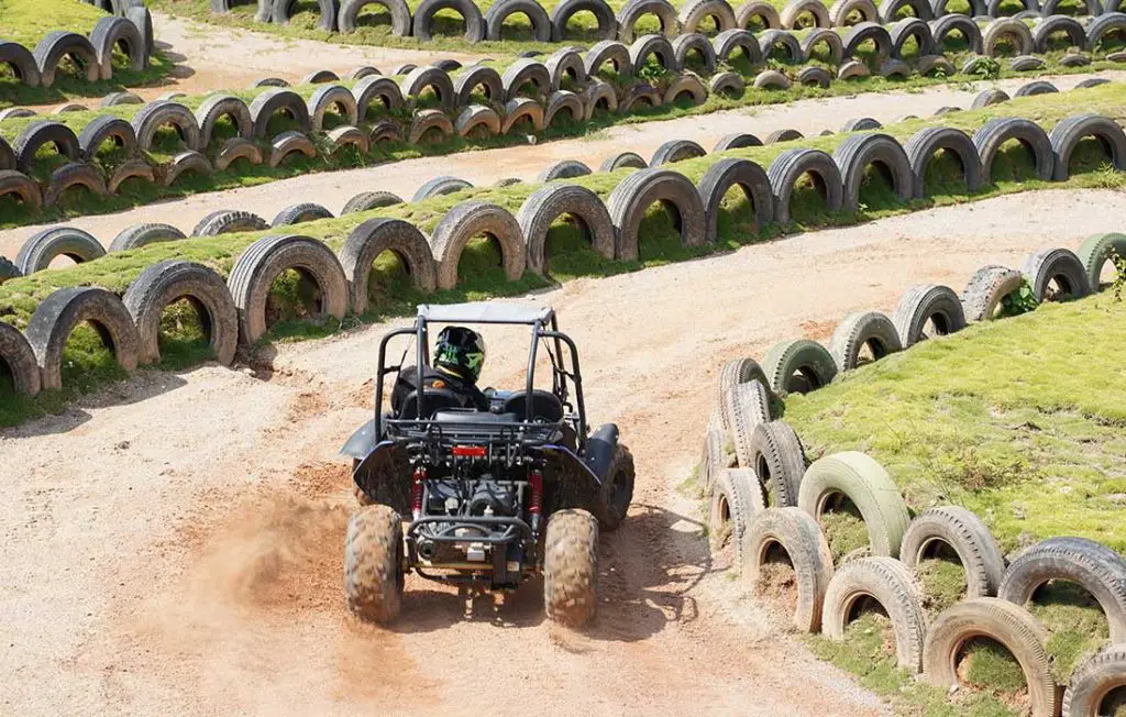 Kids UTV racing on track