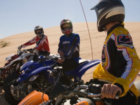 Affordable ATV models riding in the desert
